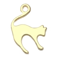 Golden alloy cat silhouette pendant with top loop for DIY jewelry making - Cat (20632)