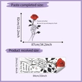 Schema dettagliato dell'adesivo murale con dimensioni del decoro rosa e mano - 29*84cm (HY-F317)