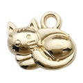 DIY jewelry charm featuring a golden metal cat pendant for necklaces and bracelets - Gold Halloween Curled Cat (18282)