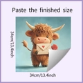 Dettaglio dell'adesivo murale con mucca delle Highland, rosa e busta con cuore - 34*34cm