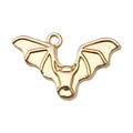 Golden bat-shaped metal charm with wing texture for DIY jewelry and Halloween crafts - Gold Halloween Bat (20065)