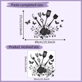 Detail view of rose flower and kitchenware wall decals showing specific layout and dimensions - 39*39CM(HY-F341)