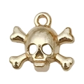 Polished KC gold skull and crossbones charm pendant for DIY jewelry making and crafts - Skull (20067)