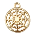 Golden metal spiderweb pendant charm for DIY jewelry making and Halloween accessories - Spiderweb (20069)