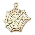 Golden spider web charm in hollow metal design for Halloween DIY jewelry making - Spiderweb (20070)