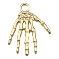 Vintage golden skeleton hand pendant for Halloween DIY jewelry making and charm accessories - Skeleton Hand (20071)