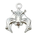 Zilveren vleermuis bedeltje met gedetailleerde vleugels voor DIY Halloween sieraden - Vleermuisvorm (20118)