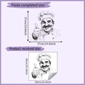 Detail view of chef wall sticker dimensions with 37x37cm finished size on lilac background - 39*39CM(HY-F344)