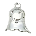 Zilveren spookhanger met lachend gezicht voor Halloween doe-het-zelf sieraden - Geestvorm (20125)