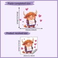 Detail der Maße vom Valentinstag Wandsticker mit Cartoon-Kuh und Liebesbotschaft-Motiv - 29x29cm (HY-F358)