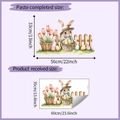 Detailed view of watercolor Easter rabbit wall sticker with layout and size specifications - 35x60cm