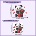 Detail showing dimensions of panda wall sticker with roses for bathroom decoration - Panda with Rose (HY-M298)