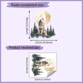 Comparison of forest wolf wall sticker showing received size and pasted final layout - Specification HY-F366