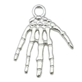 Gepolijste zilveren skelet hand bedel voor DIY Halloween sieraden armbanden en kettingen - Skelethand (20131)