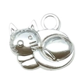 Zilveren slapende kat metalen hanger voor DIY Halloween armbanden en kettingen maken - Opgerolde Kat (20646)