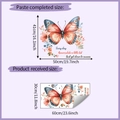 Detail showing dimensions of butterfly floral wall sticker with inspirational quotes - Butterfly Flower Style (HY-B099)