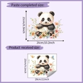 Detailed size guide for panda flower wall stickers with application dimensions - 23x28cm (HY-F365uv)