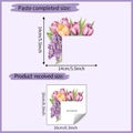 Detailed dimensions of tulip flower wall stickers showing layout and size for home decor - Tulip Lilac (HY-KG151) / 16x16cm