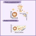 Detail showing cartoon lion and giraffe wall stickers layout with dimensions for kids room - 13x29cm (HY-KG160)