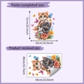 Dettagli del layout e dimensioni dell'adesivo da parete con gatti e fiori carini - Tre Gattini e Fiori / 40*60CM (HY-E159)