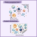 Detailed view of astronaut and planet wall decals with size specifications in cm and inch - 40*60CM/HY-E172
