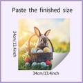Detailed view of Easter wall sticker featuring a bunny in a basket with 34cm dimensions - 34*34CM/HY-F369