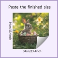 Detailed view of the 34cm Easter bunny and colorful eggs wall sticker dimensions - Easter Rabbit with Eggs in Basket (HY-F368) / 34*34CM/HY-F368