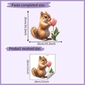Detail of cute squirrel tulip wall sticker showing layout and finished 26x26cm size - 28*28CM (HY-F381UV)