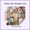 Dettaglio dell'adesivo murale pasquale con ciliegio e uova, misura 34x34cm - 34x34cm Stile HY-F372