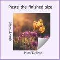 Detail showing self-adhesive butterfly wall sticker with 34cm dimensions for home decor - 34x34cm / Butterfly Floral Style (HY-F374)