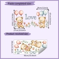 Detalle del vinilo decorativo de ositos con globos de corazón y dimensiones - Estilo de Oso y Globo (HY-H009)