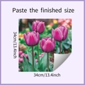 Detailansicht der 34cm Tulpen Wandaufkleber Abmessungen und lila Blumendesign - Lila Tulpe (HY-F371)
