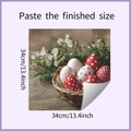 Detailed view of Easter egg bamboo basket wall sticker with 34cm dimensions shown - Easter Egg Basket Style (HY-F373)