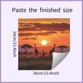 Macro detail of sunset giraffe decal showing 34x34cm size and PVC adhesive texture - Square Style (HY-F375)