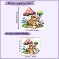 Vista detallada de pegatinas de pared de casa hongo y ardilla con dimensiones - Estilo Casa de Champiñones y Ardilla (HY-F378)