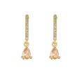 Elegant 18K gold plated drop earrings with champagne pear-cut zircon crystals - Champagne