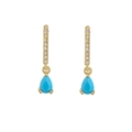 Pendientes de oro de 18K con pavé blanco y colgantes de gota en color azul turquesa - Azul