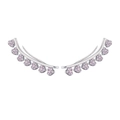 Detailed view of silver heart ear crawlers with sparkling pink micro-pave zircons - Pink Zircon Ear Climber / White Gold