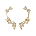Elegant gold flower ear cuffs with zircon micro-paving for women in a botanical design - Gold Butterfly and Flower