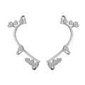 Detail view of silver heart-shaped ear cuffs with micro-paved white zircon stones - White Gold Heart Style (7 Hearts)