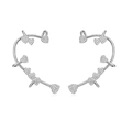 Macro shot of silver ear cuffs featuring heart shapes with micro-pave cubic zirconia stones - White Gold Heart Style (8 Hearts)