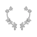 Macro detail of silver ear cuffs with butterfly patterns and micro-pave zircons - White Gold Butterfly and Flower
