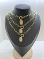 Collier chaîne trombone plaqué or avec pendentifs lettres de l'alphabet sertis de zircons - Lettre Carrée-A / Or