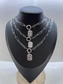 Collier chaîne trombone argentée avec pendentifs lettres A S D sertis de strass - Lettre Carrée-A / Or blanc
