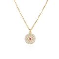 Detalle del colgante de ojo dorado con circón rosa y piedras blancas engastadas - Ojo Turco Rojo