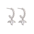 Sparkling angel wing heart earrings set with white zircon in a silver finish - Silver (Earrings)