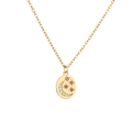 Detalle del colgante dorado con estrella, luna y micro-pavé de circonitas blancas y rosas - Luna Blanca Estrella Rosa