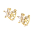 Gold flower and star ear cuffs with micro-pave cubic zirconia on a white background - Flower Star Style (Gold 002)