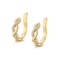 Detailed view of gold plated twisted hoop earrings with micro paved cubic zirconia stones - Twisted Rope Pave Style (Gold 007)
