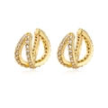 Macro shot of gold-plated multi-layer crisscross ear cuffs with sparkling white cubic zirconia - Multi-layer Cross Style (Gold 010)